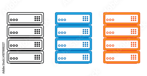 Server Database Data Center Technology Flat Vector Icon