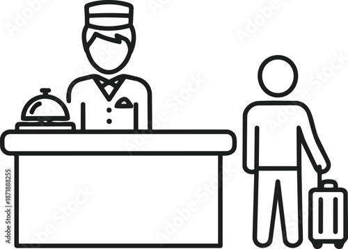 Hotel Receptionist Assisting Guest with Luggage.