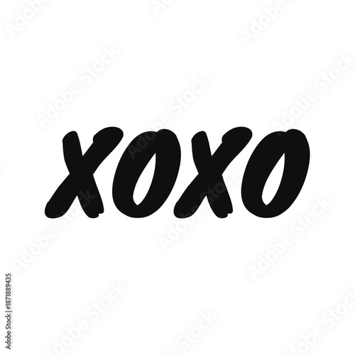 Xoxo black typography Poster, xoxo hugs and kissing brush lettering lipstick PNG design, xoxo art print, xoxo sticker for valentine, xoxo svg cut file, xoxo png, xoxo text vector.