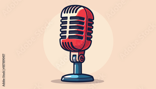 Retro Microphone Illustration - Vintage Audio Recording Equipment.