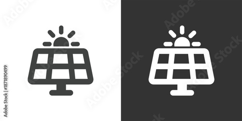 Solar Panel and Sun Energy icon. Solid glyph series icon