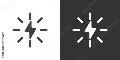 Lightning Bolt or Electric Energy Symbol icon. Solid glyph series icon