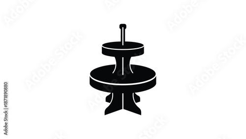Black of a two tiered cake stand with handle white white with illustration and graphic and icon and symbol Silhouette vector on whit Background