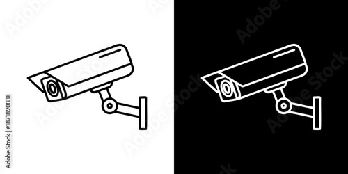 Clean line vector icon of a wall-mounted security camera, perfect for illustrating digital surveillance, home security, and monitoring systems in modern applications