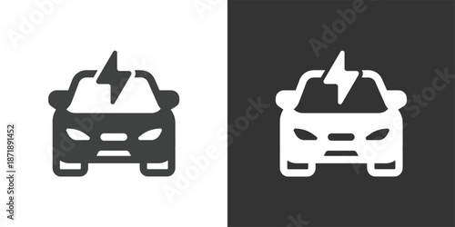 Electric Car or Vehicle Charging icon. Solid glyph series icon