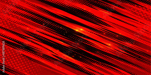 An abstract digital art illustration features a seamless red and yellow pattern with dark motion lines and light textures for a modern wallpaper backdrop design