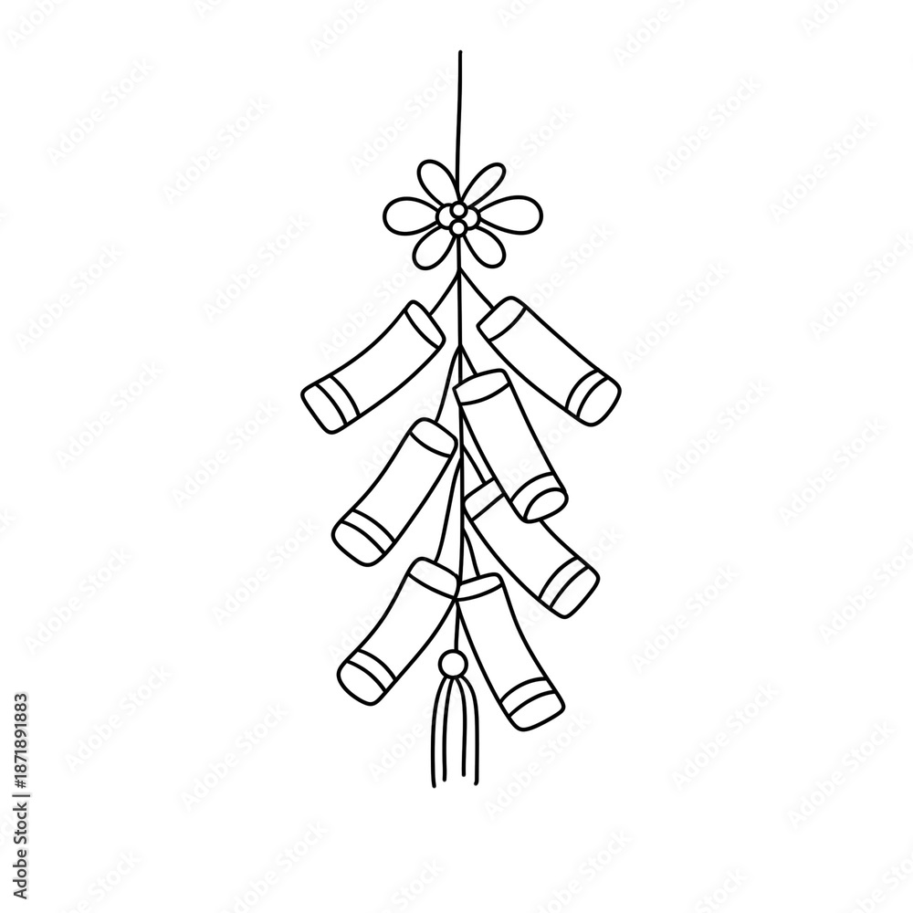 Fototapeta premium Lunar New Year Line Art Clipart