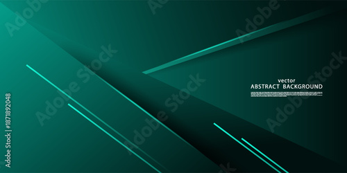Green abstract background with overlapping paper arrow pattern. Modern banner style with light. Vector eps10