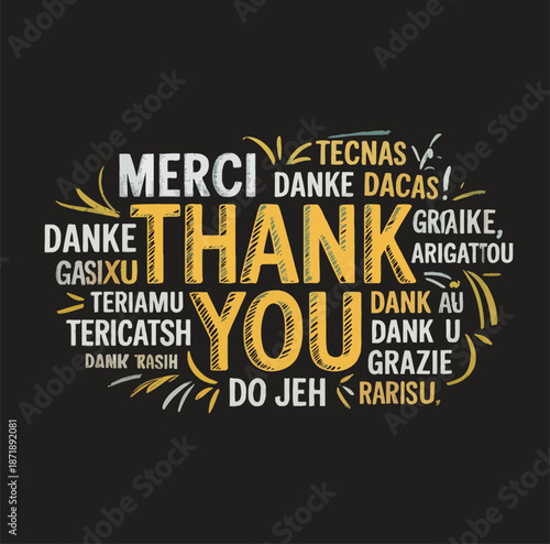 Thank You in Multiple Languages on Black Background 3