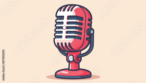 Vintage Microphone Illustration - Classic Recording Equipment for Audio Production.