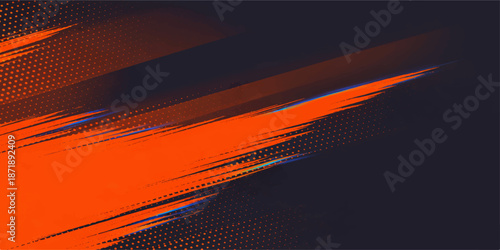 Abstract background vector illustration featuring a bright orange and red fire wave pattern with a futuristic glowing line design on a black digital technology backdrop