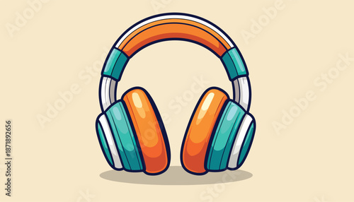 Vibrant Headphones Illustration - A Colorful Audio Experience.