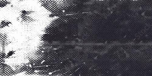 A seamless black and white grunge metal texture design featuring a halftone grid pattern and digital art style on a dark textured surface backdrop