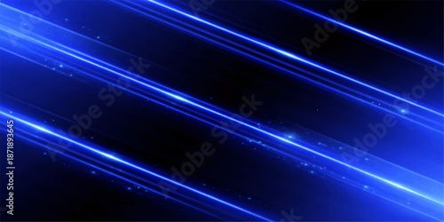 A futuristic blue abstract background features a digital wave of energy and glowing star patterns set against a dark space backdrop with motion light textures