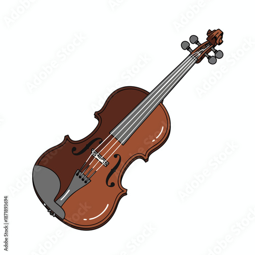 Illustration of a Violin on White Background