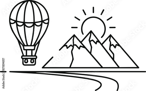 Hot Air Balloon Adventure Over Majestic Mountains.