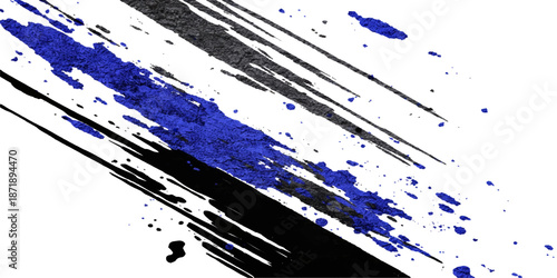 Abstract blue watercolor ink splat design featuring a dirty grunge texture with colorful paint splashes and artistic liquid spray patterns on a vector background