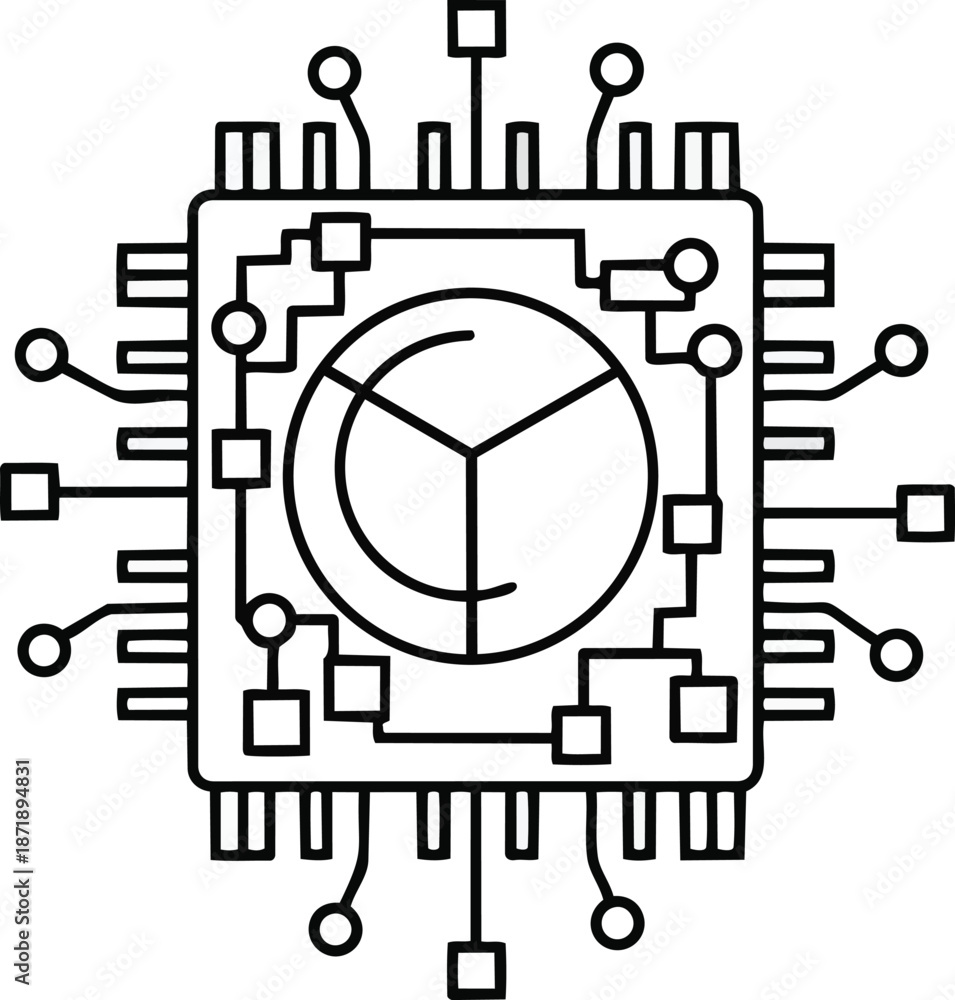 Obraz premium Central Processing Unit Microchip Icon Technology Concept.