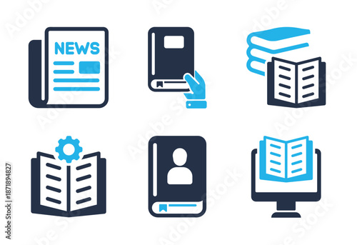 Information and Digital Literacy icon set. Solid glyph series icons
