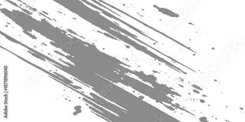 An abstract grunge background featuring a dark black ink splat design with a splattered paint texture and liquid spray elements on a dirty paper frame illustration