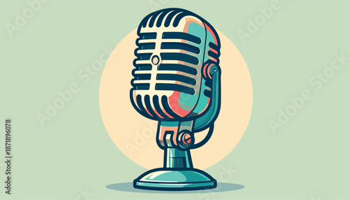 Vintage Microphone Illustration - A Classic Symbol of Voice and Performance.