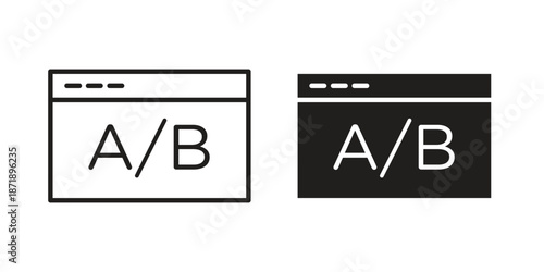 A B test icons in a black filled and outlined style. Set of vector icons