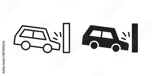 Accident icons in a black filled and outlined style. Set of vector icons