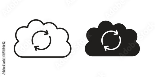 Backup icons in a black filled and outlined style. Set of vector icons