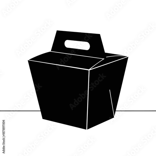 A black takeout box with handle isolated on a white background