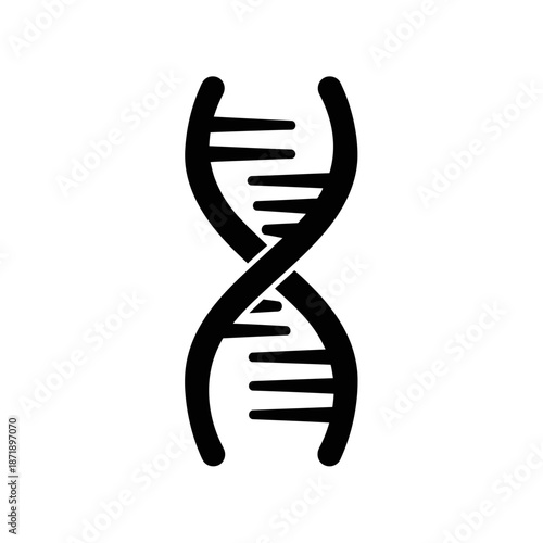A simple black and white illustration of a double helix dna structure