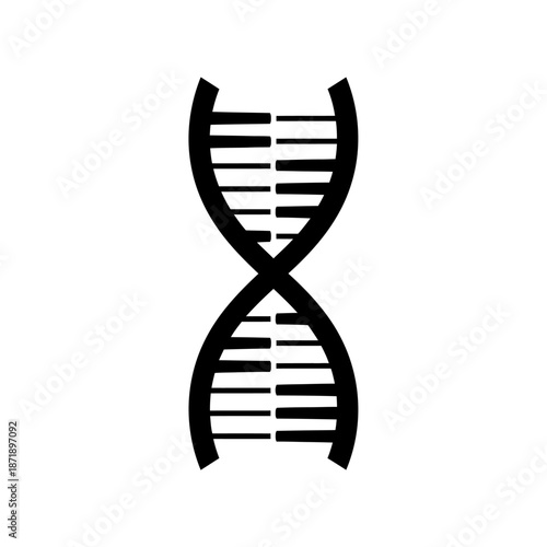 A simple black and white illustration of a double helix dna structure