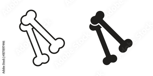 Bones icons in a black filled and outlined style. Set of vector icons