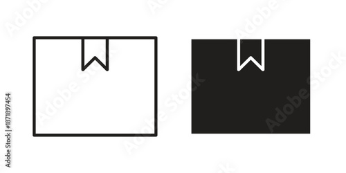 Box icons in a black filled and outlined style. Set of vector icons