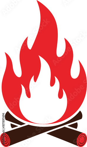 Collection of cartoon campfire in flat minimalistic style isolated on white background. Design element for icon, logo, badge, branding.