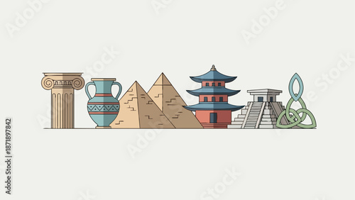 Collection of Famous Historical Landmarks and Artifacts.