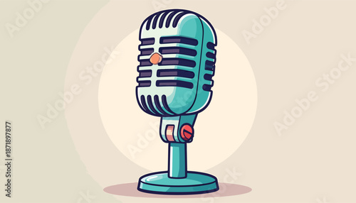 Vintage Microphone Illustration - Classic Audio Recording Equipment.
