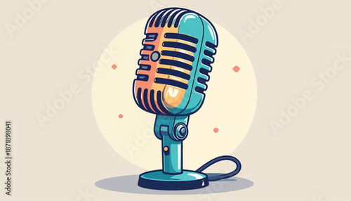 Vintage Microphone Illustration - A Classic Audio Recording Device.