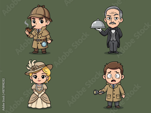Victorian Era Characters Set.