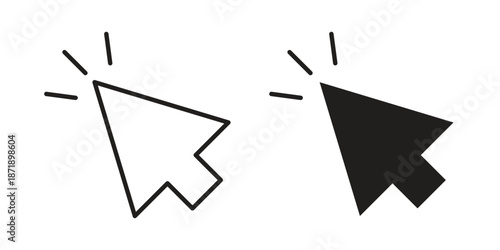 Click icons in a black filled and outlined style. Set of vector icons