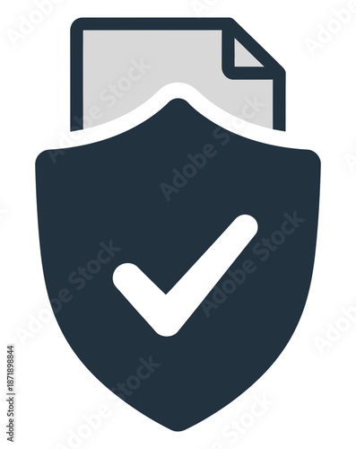 Secure document verification process illustrated with shield icon and checkmark symbolizing safety and validation