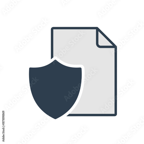Minimalist icon design symbolizing document security digital file protection privacy integrity and data safeguarding services on transparent background