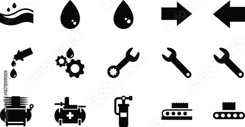 Solid Icon Set for Regulatory Compliance stock illustration.
