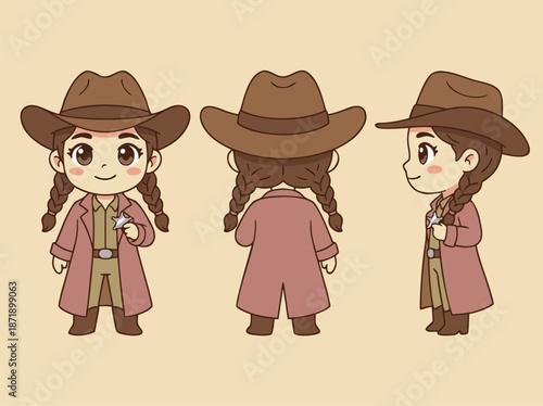 Chibi Cowboy Girl Character Design.