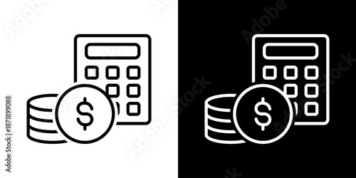 Cost Count Icon Sheet Black And White