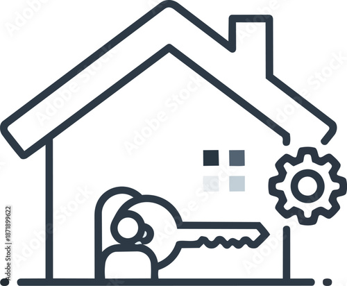 Real Estate Property Management and Key Services Icon.