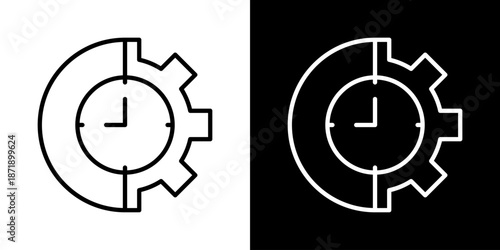 Part Time Icon Sheet Black And White