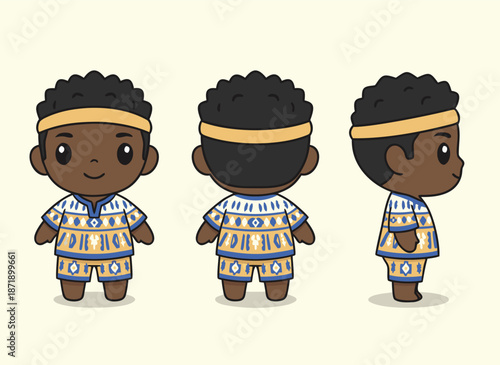 Cute African Boy Character Design.
