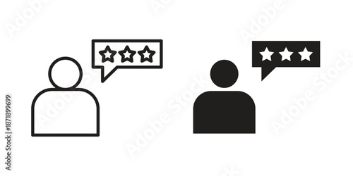 Customer feedback icons in a black filled and outlined style. Set of vector icons