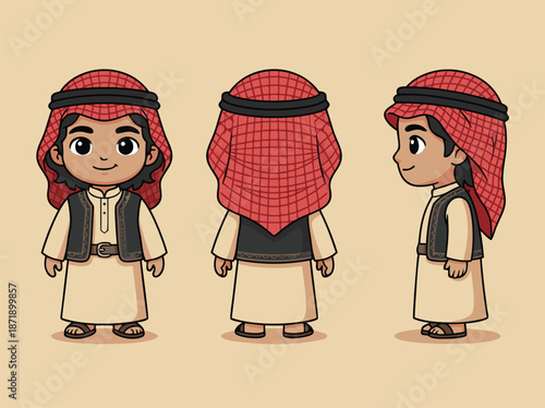 Cute Arab Boy Character Design.