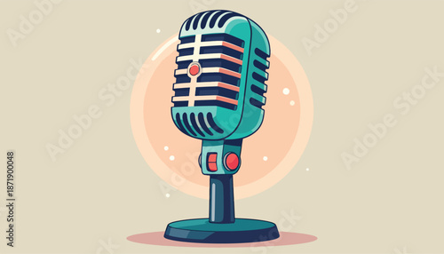 Vintage Microphone Illustration - Classic Recording Equipment for Audio Professionals.
